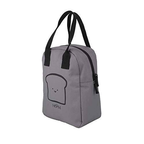 Image of HOOM Insulated Lunch Bag for Office Men, Women and Kids, Leak Proof Water Resistant Polyester Made Lunch Tiffin Bag with Quotes (Grey Sandwich)