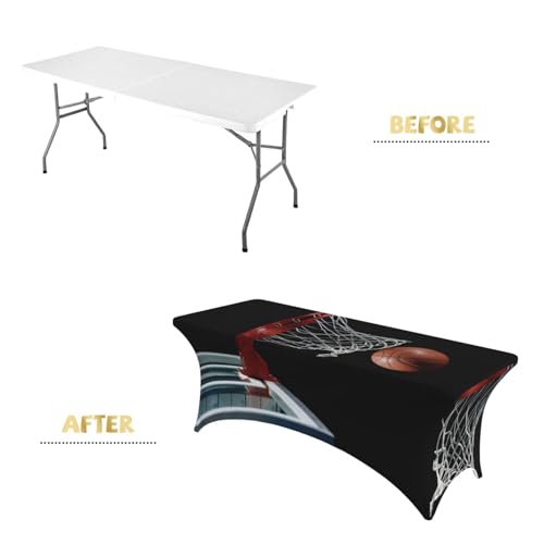 Nappe de table rectangulaire extensible en élasthanne imprimé basket-ball