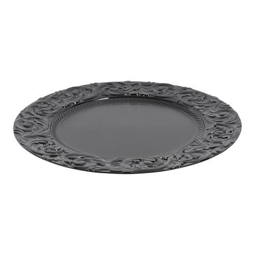 50 placas decorativas redondas negras de plástico, 13 pulgadas miniatura 6