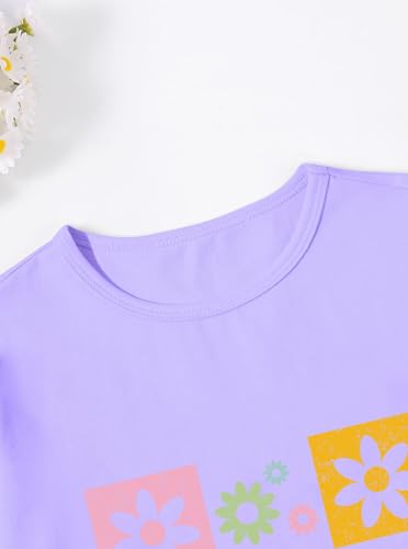 Image of Girls' Graphic Tees Summer Cute Tops Casual Short Sleeve Crew Neck T Shirts