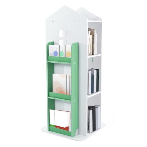 Esyogen Estantería giratoria 360° de 4 niveles para niños, estantería de esquina giratoria para salón, dormitorio, habitación infantil, moderna estantería de pie, forma de candado, 41 W x 95 H cm