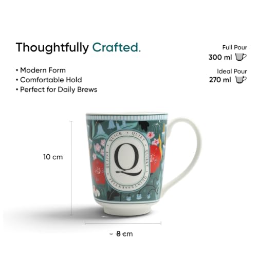 Image of Shay Alphabet Mug 300ml, Letter Q Printed Coffee Mug for Girls, Boys, Friends | Ceramic Mug |Glossy Finish | Ceramic Coffee Cup | Porcelain | Microwave Safe (Alphabet Mug - Q)