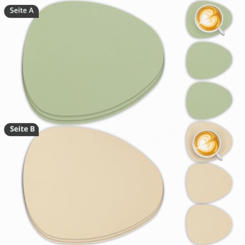 YIHELU Tischset Abwaschbar&Untersetzer,Doppelseitige Oval Platzsets 6er Set – Ansicht 2