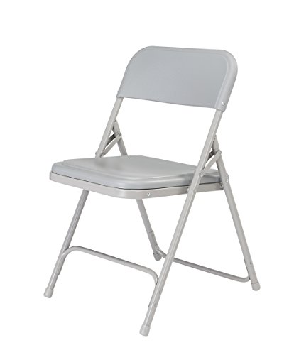 National Public Seating 800 Series Steel Frame Premium Light Weight Plastic Seat And Back Stacking Folding Chair With Double Brace, 480 Lbs Capacity, Grey #TOP2