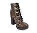Soda Chalet – Fashion Lace up Military Inspired Ankle Boot with Stacked Heel and Side Zipper (Brown, 10)