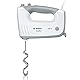 Bosch Handrührer ErgoMixx MFQ36470, 2 Rührbesen, 2 Edelstahl-Knethaken, Edelstahl-Mixfuss, Mixbecher, 5 Stufen plus Turbostufe, 450 W, weiss/grau