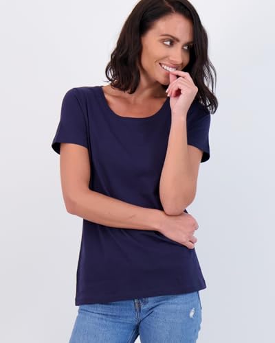 Real Essentials 4 Pack: Women's Cotton Short Sleeve T-Shirt - Casual Scoop Crew Neck Tops Tee (Available in Plus Size)2