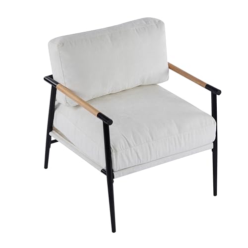 Sillón Moderno Blanco con Estructura de Metal miniatura 5