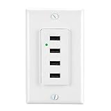 LEOD 4.2A Output High Speed 4 USB Port Charger Wall Outlet and LED Green Indicator Light with 2...