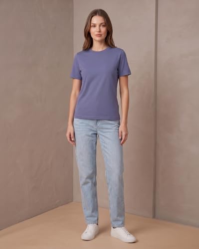 Image of NOBERO 100% Cotton T-Shirts for Women Stylish | Regular Fit | Solid T Shirts for Women 180 GSM Combed Cotton | Crew Neck Half Sleeve