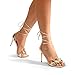 DREAM PAIRS Lace Up High Heels Stilletos Heels for Women Strappy Gladiator Open Square Toe Fashion Dressy Wedding Bridal Pumps Sandals, Size 10, GOLD-PU, SDHS2403W