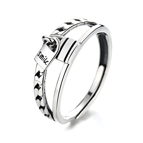 Bague réglable argent 925 femme avec serrure fantaisie chic