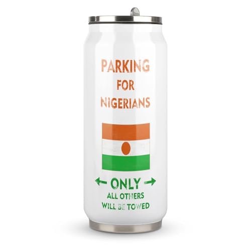 Yelolyio Parking for Nigerians Only All Others Will Be Towed Cup Gobelet de voyage en acier inoxydable avec couvercle et paille pour garder les boissons froides et chaudes 500 ml