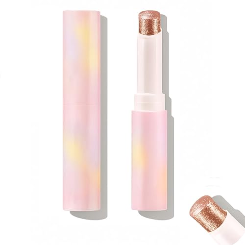 Rose-Gold Shimmer Multifunctional Highlighter Stick For Eyeshadow And Contouring - Cream Glitter Under-Eye Brightener Long-Lasting Wear Easy To Blend Smooth Texture All Skin Tones