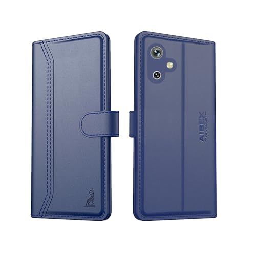 Image of AIBEX Compatible for Samsung F06 5G / Samsung M06 5G Flip Cover Leather Finish with Magnatic Closure | Inside TPU with Card Pockets | Wallet Stand | Complete Protection Flip Case -Blue