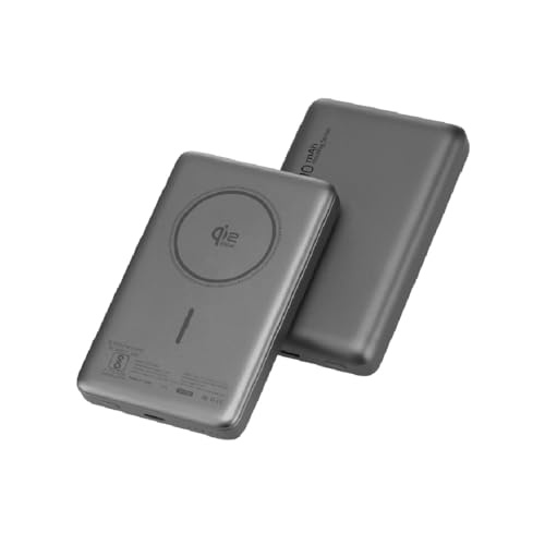 Image of Neopack Rapid Pro Magsafe Power Bank 10000 mAh with 25W Fast Wireless Charging | QI2 Technology | LED Indicator | Strong Magnetic Hold | USB-C in & Output Compatible with iPhone 12 & New Models, Grey