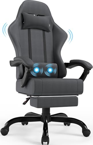 Airfish Gaming Stuhl Stoff mit Fußstütze, Massage Computer Bürostuhl mit Linkage Armlehnen,150kg...