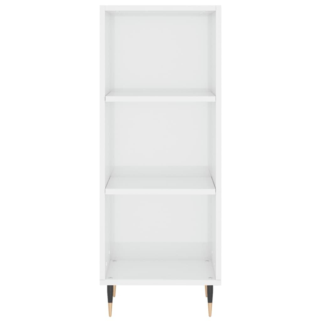 Hochglanz-Weißes Sideboard mit 34,5x32,5x90 cm Holzwerkstoff, Viel Stauraum, modernes Design, ideal für Wohnzimmer, Esszimmer, Flur, Büro, platzsparend, langlebig, mit Wandhalterung