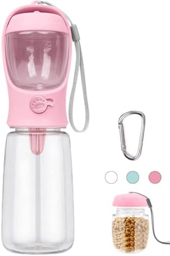 COTOP Hundetrinkflasche 550ml Tragbar für Unterwegs | Plastik Wasserflasche, mit Futterflasche, Reise Trinknapf, für Klein Welpe