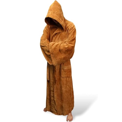 Unisex Knight Bathrobe Adult Tunic Hooded Robe Halloween Cosplay Fleece Bathrobe for Men Women