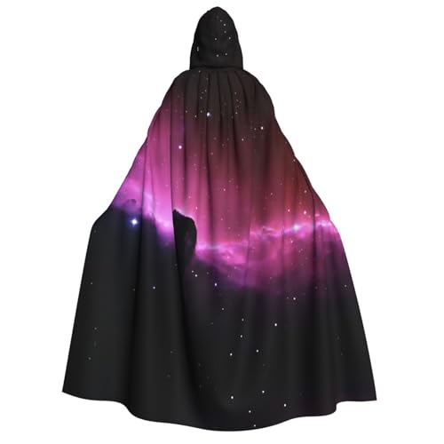 Cape à capuche déguisement adulte imprimé constellation sombre longueur 190 cm