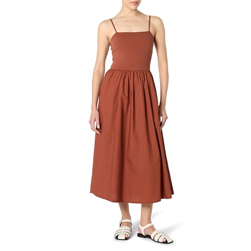 Image of The Drop Womens Robyn Mixed Media Spaghetti Strap Midi Dress