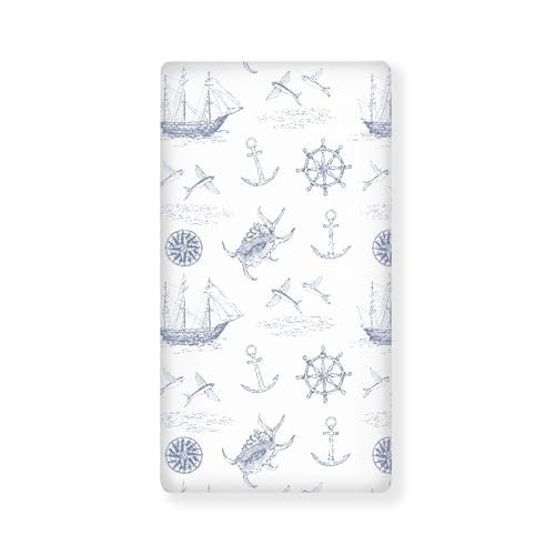 Winpema Yachts Seagoing Vessel Fitted Crib Sheet Nautical Style Baby Crib Sheet Fit Standard Crib and Toddler Mattress,Crib Mattress Sheets for Boys...