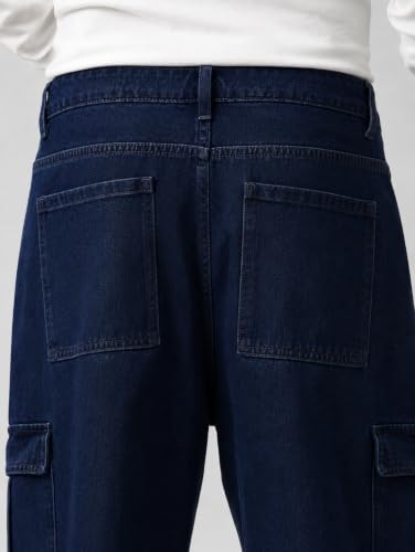 Image of TAGAS Men Loose Fit Men's Flip Pocket Jeans || Mens Stylish Cotton Loose Fit Denim Cargo || Multi-Pocket Styling Pant||