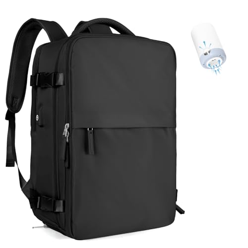 suradar Large Vacpack Backpack with Vacuum Seal Backpacks Travel Airback Backpack with Pump Travel Backpacks Compression Bag Black