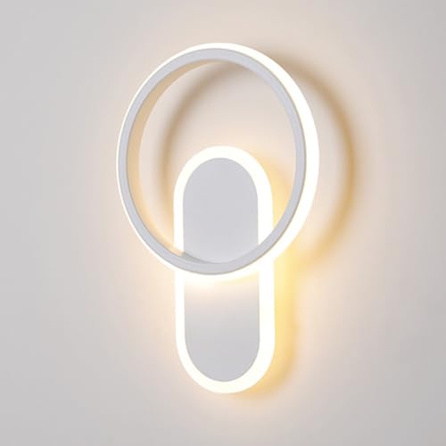 EPHIBUX Modern LED Wall Sconce Minimalist White Geometric Round and Oval Wall Lamp 3 Color Temperature Changeable Wall Light for Bedroom Bedside Living Room Hallway Lighting