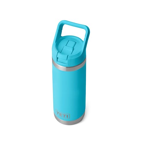 Image of YETI Rambler 18 oz Bottle, Vacuum Insulated, Stainless Steel with Straw Cap, Reef Blue