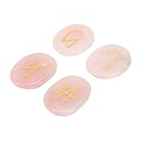 OEBUAFI Piedras de Runa de Cristal con Símbolos de ángel Dorado Pulido Plano para Equilibrio de Meditación Curativa Reiki (cristal rosa)