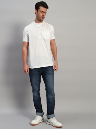 Image of Cantabil Men's Solid Mandarin Collar Half Sleeves Casual Shirt Kurta (P MSKU00002)