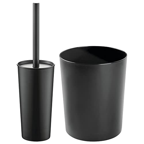 Image of iDesign Steel Round Bathroom Trash Can - Matte Black