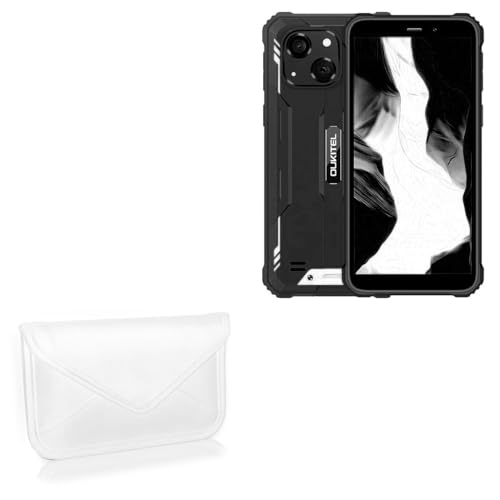 BoxWave Case Compatible with Oukitel WP20 - Elite Leather Messenger Pouch, Synthetic Leather Cover Case Envelope Design - Ivory White
