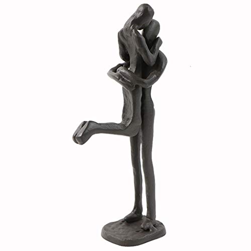 Estatua de hierro pareja beso romántico decorativa miniatura 3