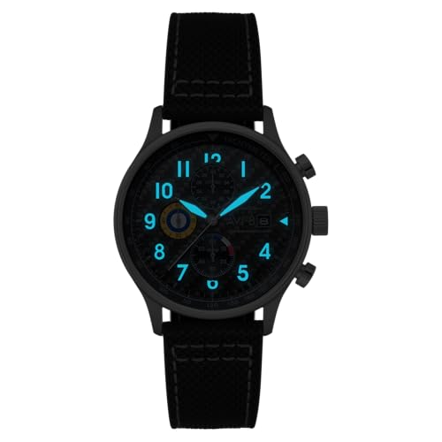 Image of AVI-8 Men's 43.5mm Hawker Hurricane Classic Chronograph Watch with Leather Strap AV-4011