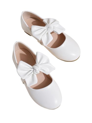 Toddler Little Girls Mary Jane Ballet Flats with Bow Flower Girl Dress Shoes for School, Wedding, Party