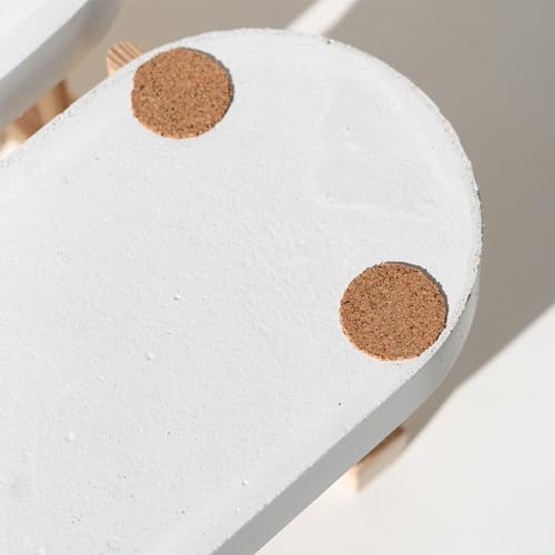 Image of Bathroom Organizer Tray (Oval), Handmade Concrete Trinket tray, Makeup and Table Organizer (18.8x10.2x2cm) White (White (Set of 2))
