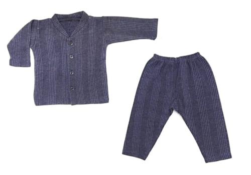 Image of TANGY Kids Thermal Set Front Open Inner Winter Wear Top & Pyjama Body Warmer for New Born Infants Baby Boys & Baby Girls in Dark Color