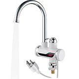 EHERDM 110V Instant Tankless Electric Water Heater Faucet 360° Rotating Hot Water Faucet with LED Digital Display Fast Heating Tap for Kitchen Bathroom Big Under Bend