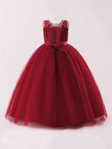 Teen Girls Large Mesh Long Dress Elegant Evening Gown for Performance3