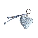 ZUJIABAO Llavero portátil con diseño de corazón de mezclilla resistente para niñas y mujeres, llavero de corazón de mezclilla de dibujos animados, D, Talla única