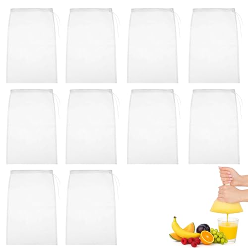 Cheese Cloths for Straining, 10 Pcs Muslin Cloths, Reusable Mesh Bags for Straining, Net Bags Muslin Cloths for Cooking Yogurt Nut Milk Food Straining