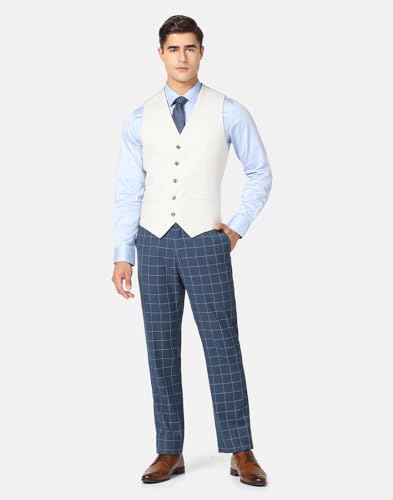 Image of Blackberrys Men Poly-Blend Checks Slim Fit Shawl Suits