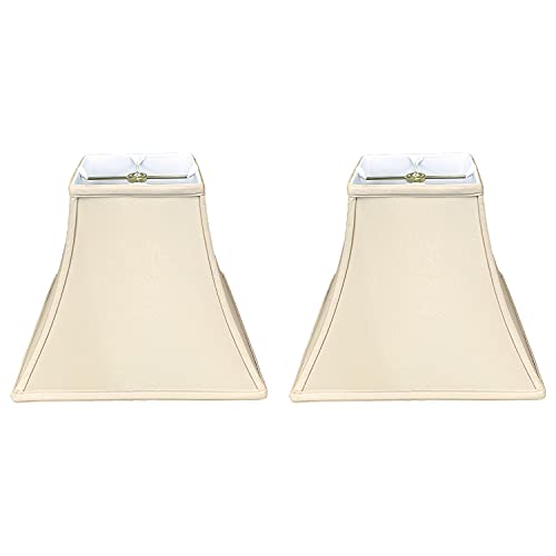 Image of Royal Designs, Inc. Regal Series Square Bell Lamp Shade, 6 x 12 x 10.5, Beige, Set of 2