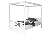 Himmelbett mit Dachgestell Ticaa Himmelbett Lino Kiefer Weiß 140x200
