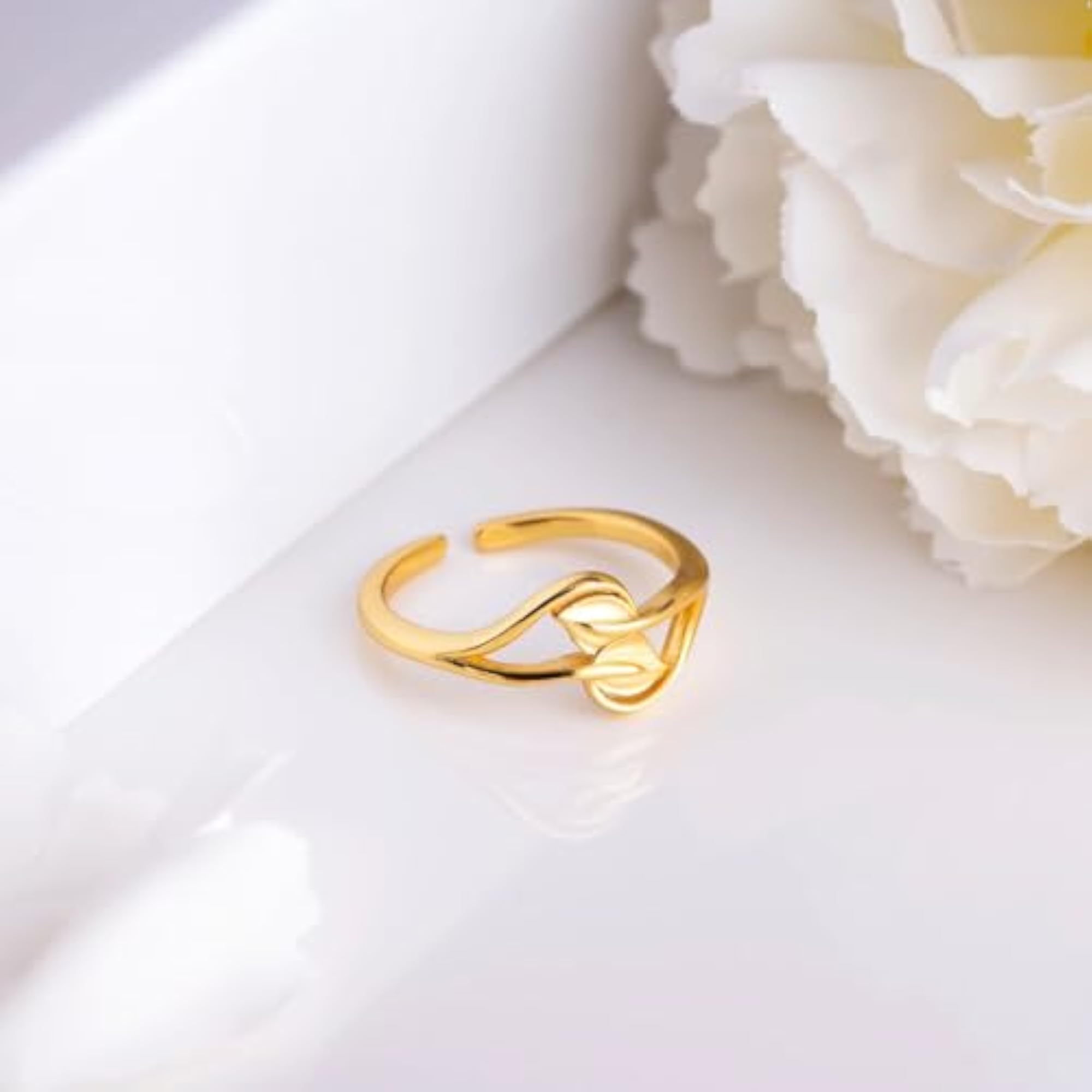 Women's 925 Sterling Silver Gold Plated Leaf Ring, Gift Idea