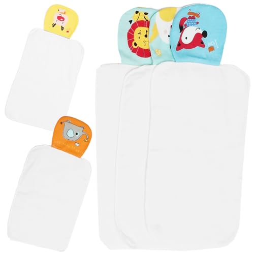 BESPORTBLE Serviettes de Dos 5 Pièces en Coton pour Garçon et Filles Absorbantes et Respirantes, Motifs Cartoon Adorables, pour Bébé et Garçon et Filles