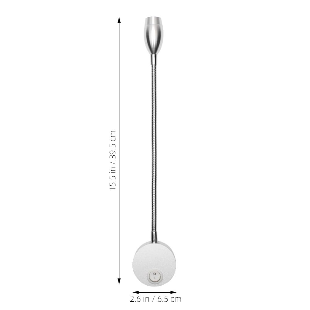 HOMSFOU Lampe De Chevet Led Flexible Col De Cygne 15.55In Applique Murale En Aluminium Argenté LumièRe Blanche Pour Lecture Confortable Et Veilleuse Chambre Moderne